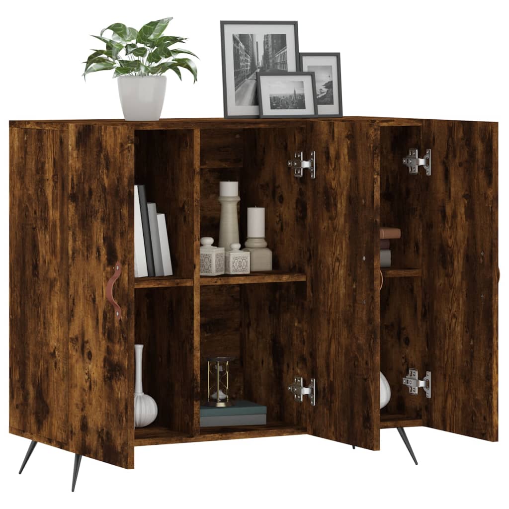 Credenza Rovere Fumo 90x34x80 cm in Legno Multistrato 828081