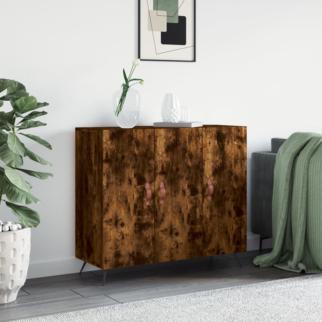 Credenza Rovere Fumo 90x34x80 cm in Legno Multistrato 828081