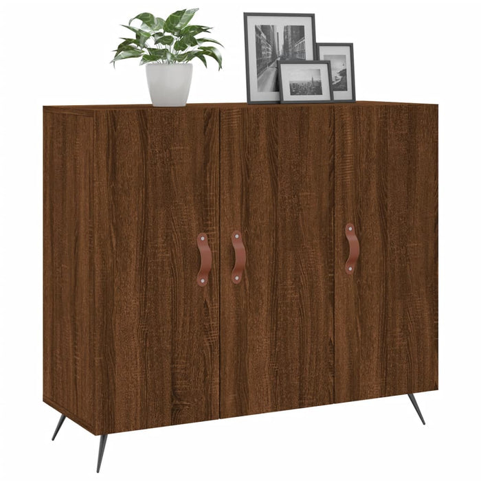 Credenza Rovere Marrone 90x34x80 cm in Legno Multistrato 828083