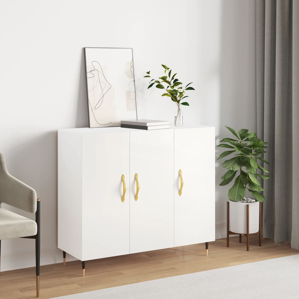 Credenza Bianca 90x34x80 cm in Legno Multistrato 828084