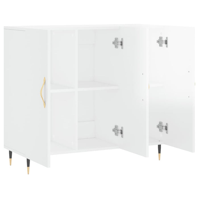 Credenza Bianco Lucido 90x34x80 cm in Legno Multistrato 828086