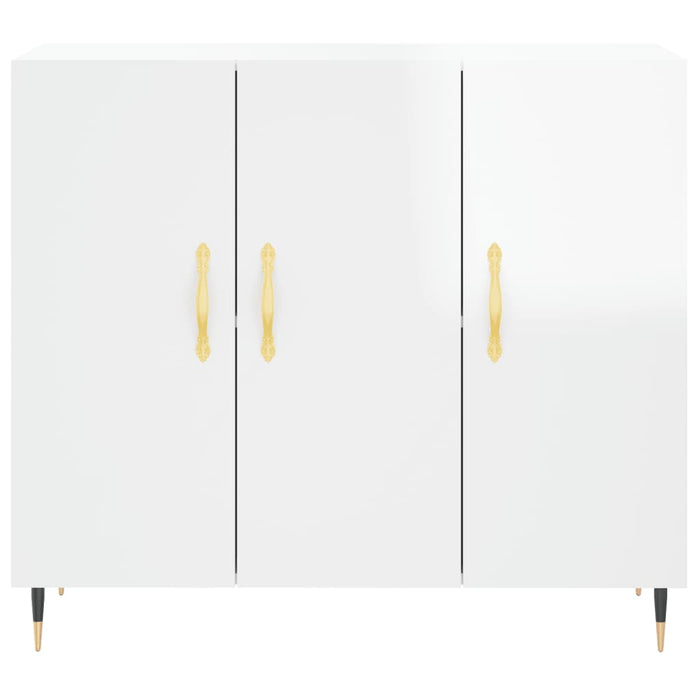 Credenza Bianco Lucido 90x34x80 cm in Legno Multistrato 828086