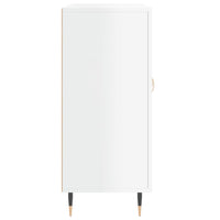 Credenza Bianco Lucido 90x34x80 cm in Legno Multistrato 828086