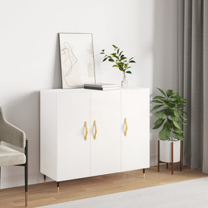 Credenza Bianco Lucido 90x34x80 cm in Legno Multistrato 828086