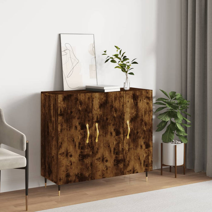 Credenza Rovere Fumo 90x34x80 cm in Legno Multistrato 828089