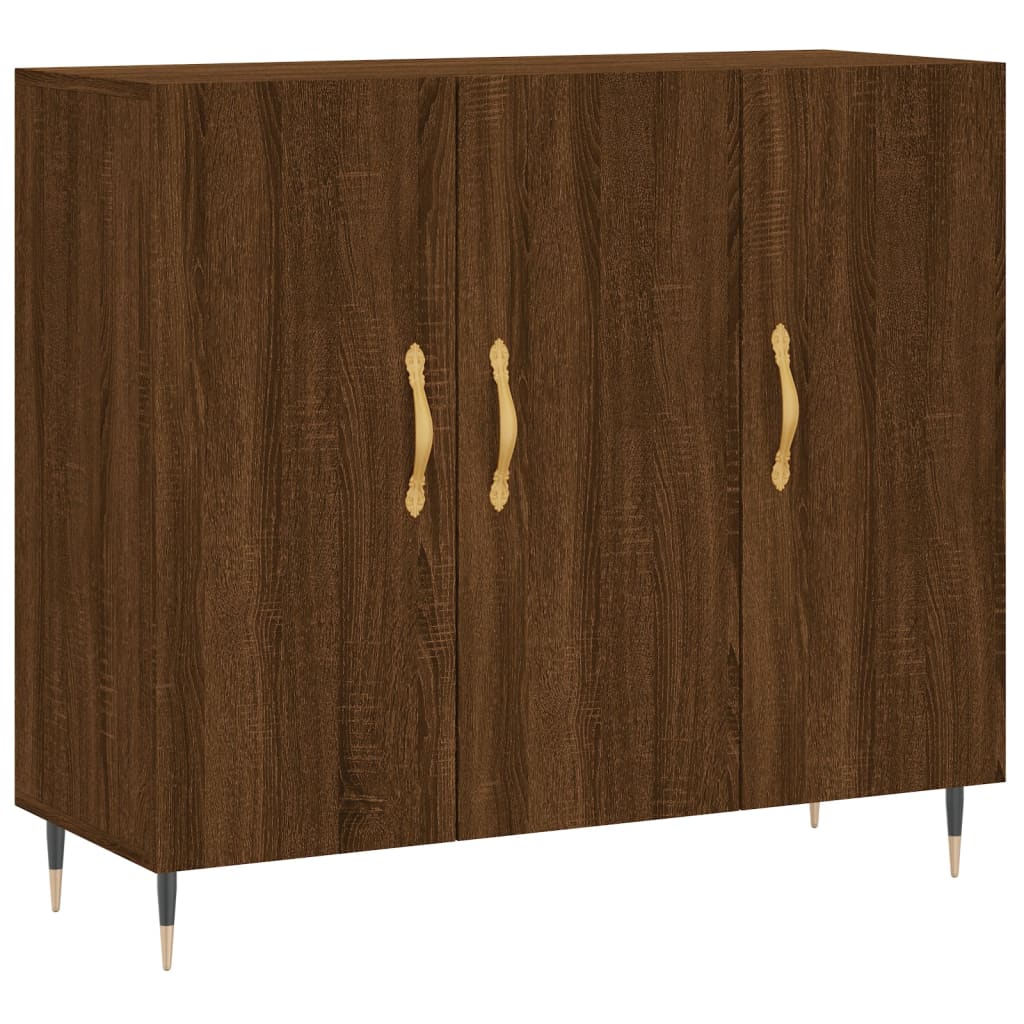 Credenza Rovere Marrone 90x34x80 cm in Legno Multistrato 828091