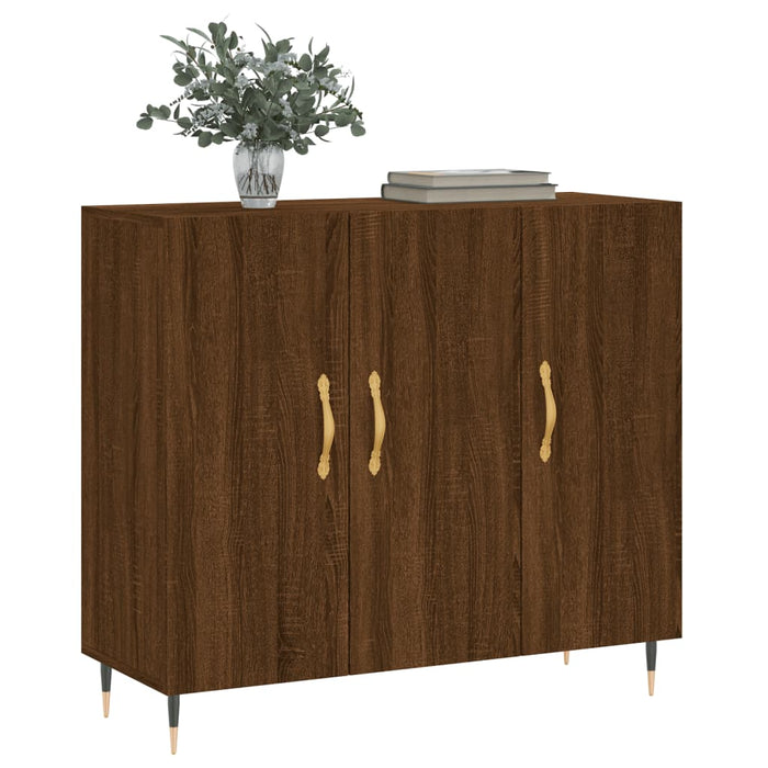 Credenza Rovere Marrone 90x34x80 cm in Legno Multistrato 828091