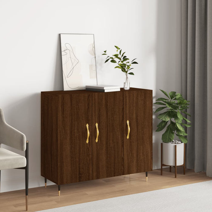 Credenza Rovere Marrone 90x34x80 cm in Legno Multistrato 828091