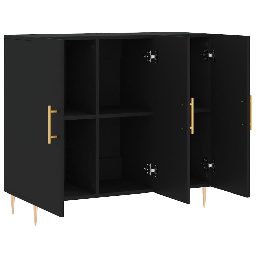 Credenza Nera 90x34x80 cm in Legno Multistrato 828093