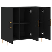 Credenza Nera 90x34x80 cm in Legno Multistrato 828093