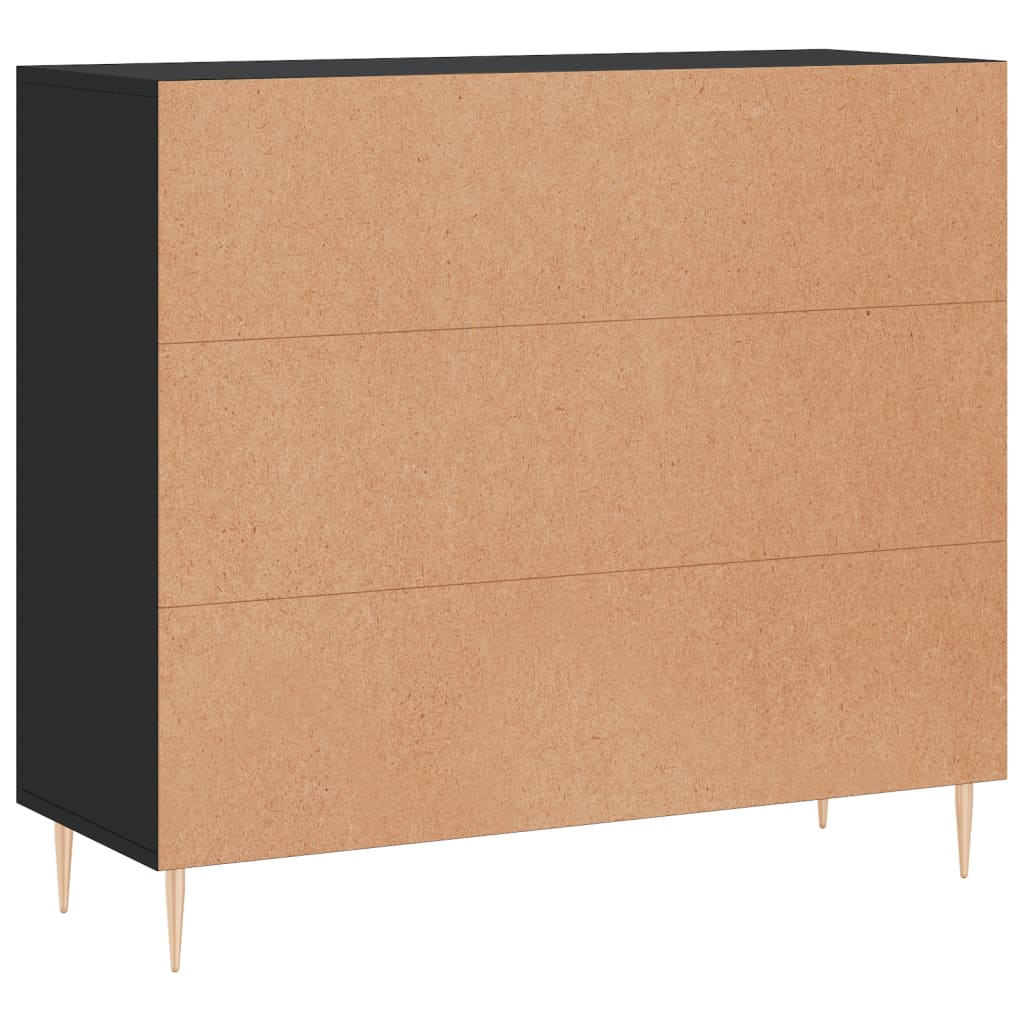 Credenza Nera 90x34x80 cm in Legno Multistrato 828093