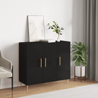 Credenza Nera 90x34x80 cm in Legno Multistrato 828093