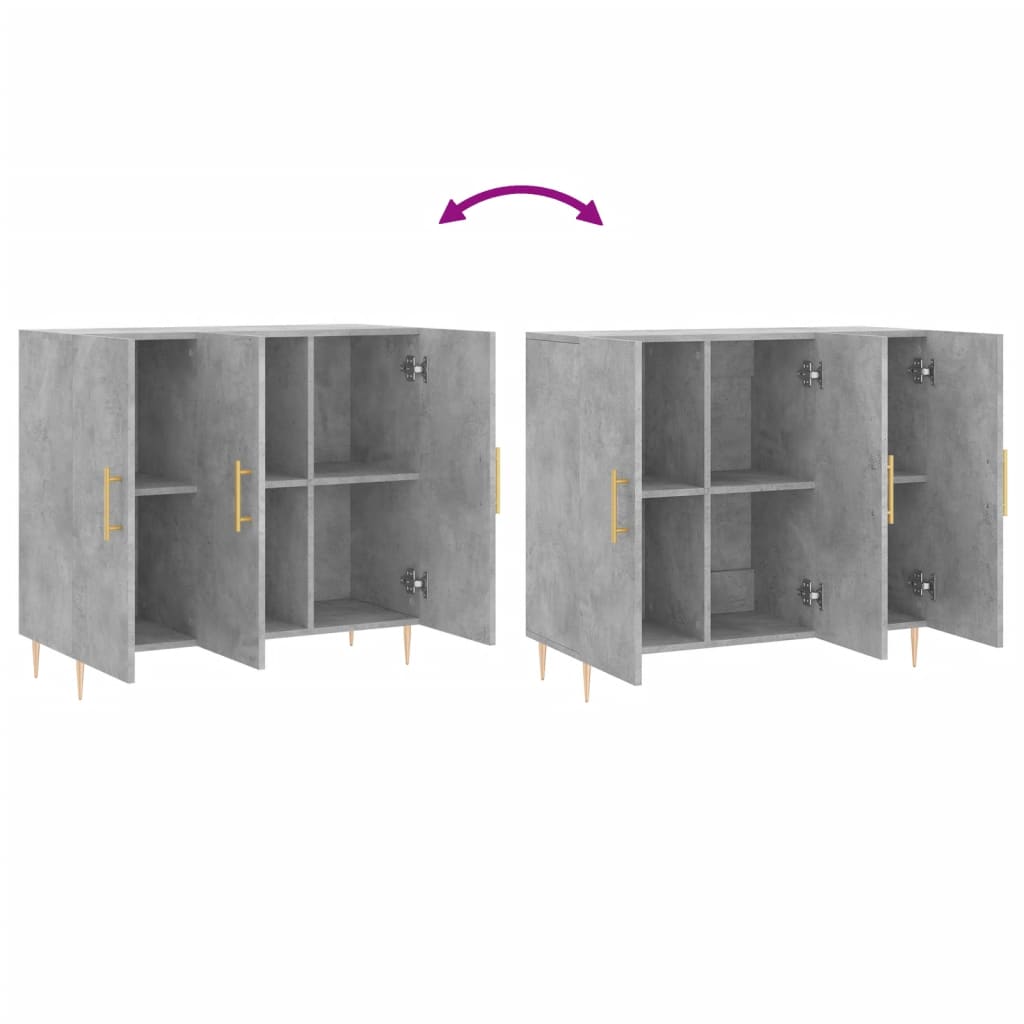 Credenza Grigio Cemento 90x34x80 cm in Legno Multistrato 828096