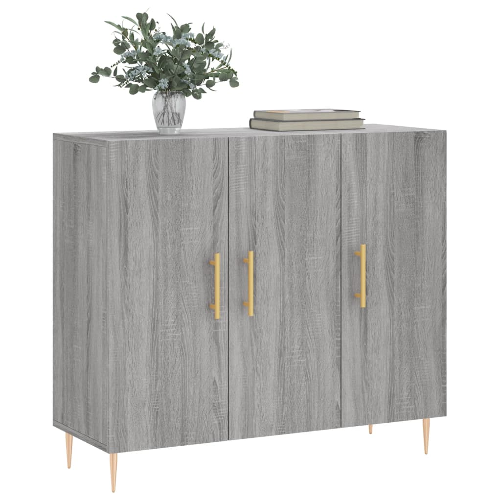 Credenza Grigio Sonoma 90x34x80 cm in Legno Multistrato 828098