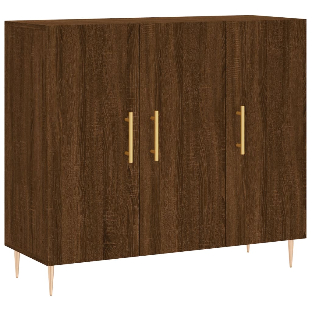 Credenza Rovere Marrone 90x34x80 cm in Legno Multistrato 828099