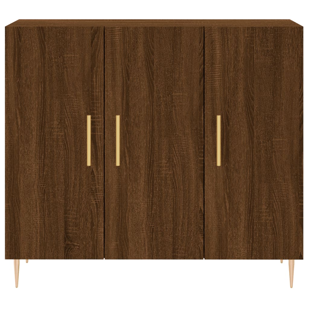 Credenza Rovere Marrone 90x34x80 cm in Legno Multistrato 828099