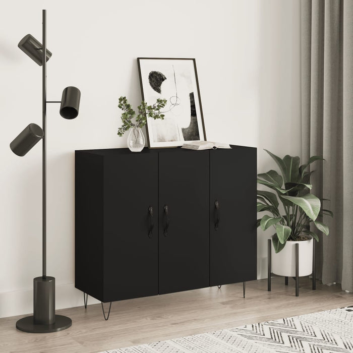 Credenza Nera 90x34x80 cm in Legno Multistrato 828101