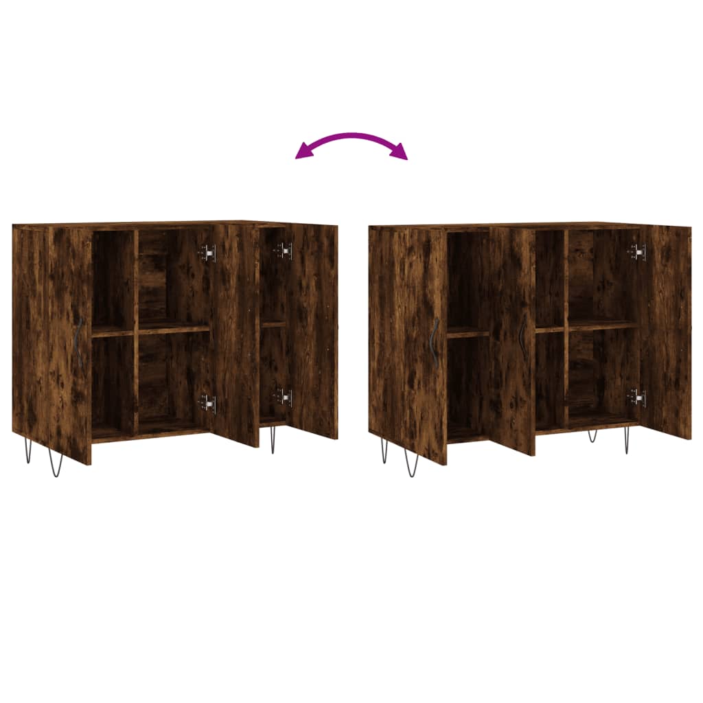 Credenza Rovere Fumo 90x34x80 cm in Legno Multistrato 828105