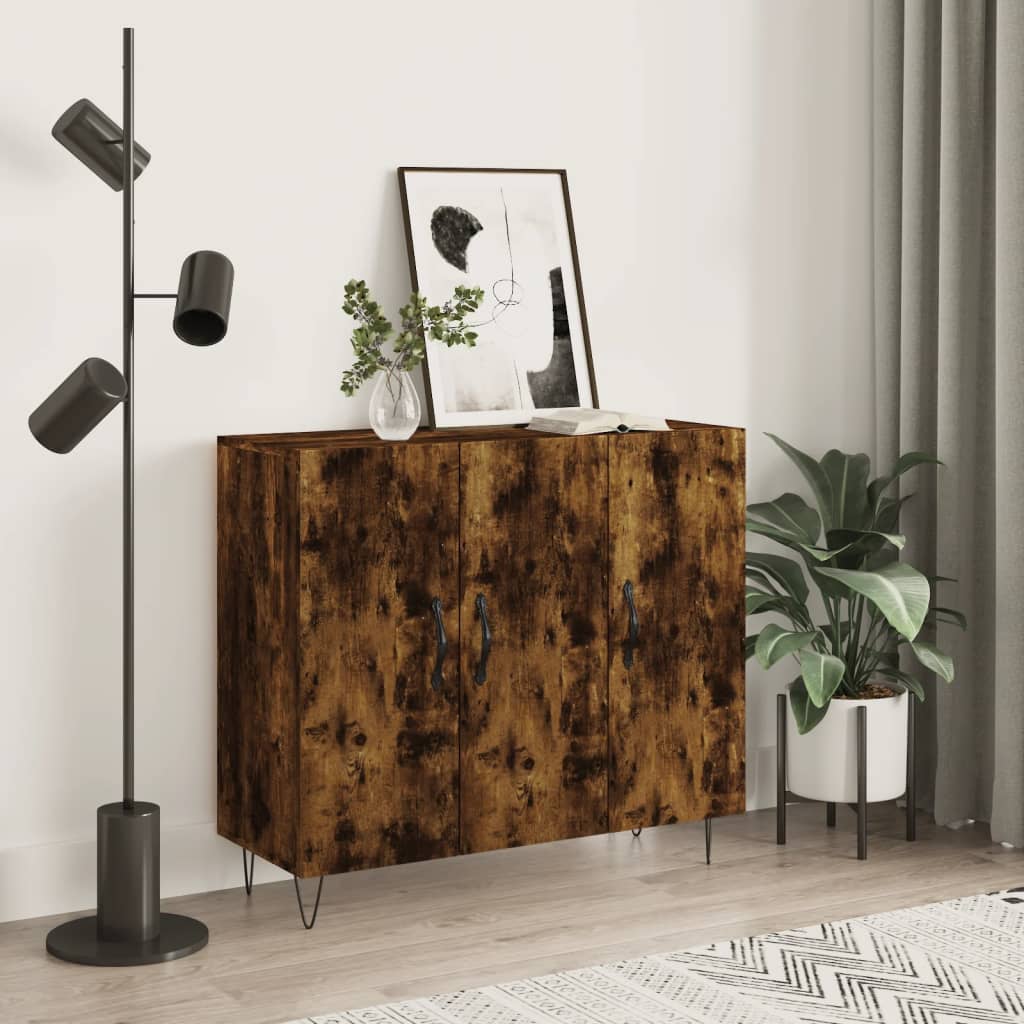 Credenza Rovere Fumo 90x34x80 cm in Legno Multistrato 828105