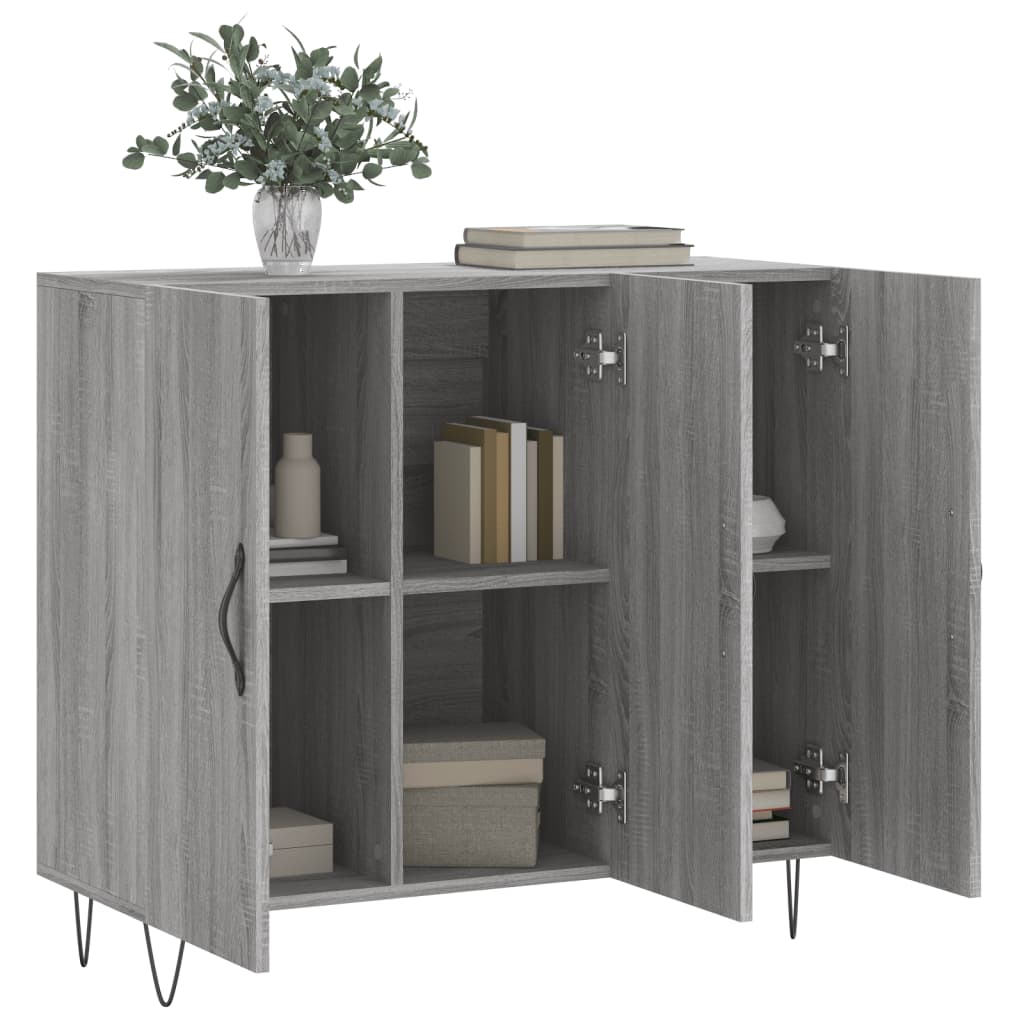 Credenza Grigio Sonoma 90x34x80 cm in Legno Multistrato 828106