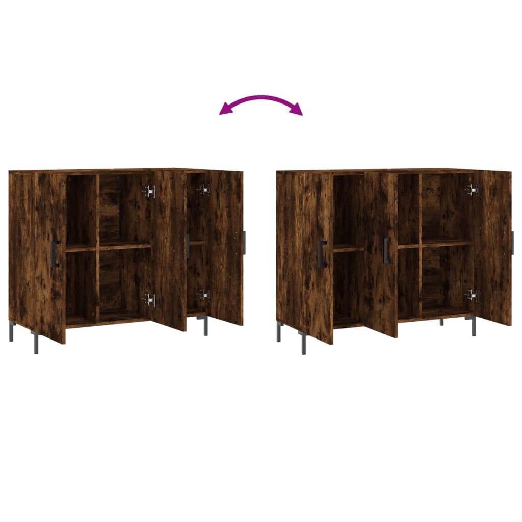 Credenza Rovere Fumo 90x34x80 cm in Legno Multistrato 828113