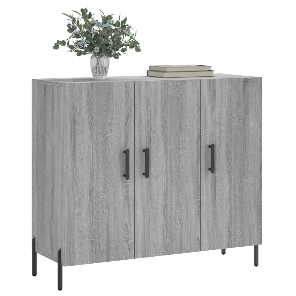 Credenza Grigio Sonoma 90x34x80 cm in Legno Multistrato 828122