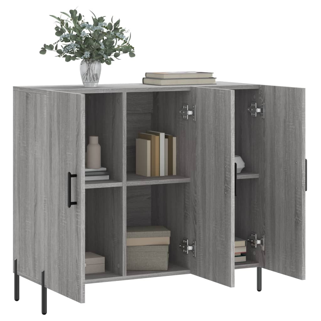 Credenza Grigio Sonoma 90x34x80 cm in Legno Multistrato 828122