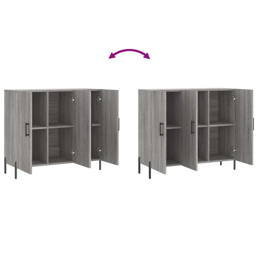 Credenza Grigio Sonoma 90x34x80 cm in Legno Multistrato 828122