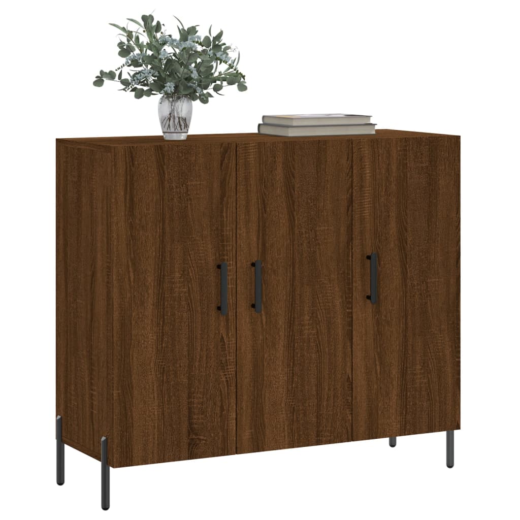 Credenza Rovere Marrone 90x34x80 cm in Legno Multistrato 828123