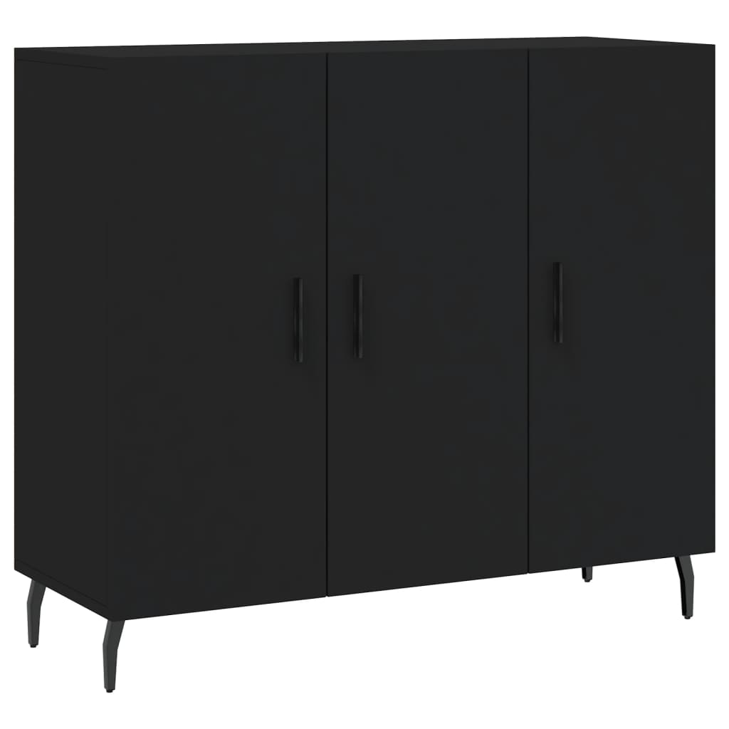 Credenza Nera 90x34x80 cm in Legno Multistrato 828125