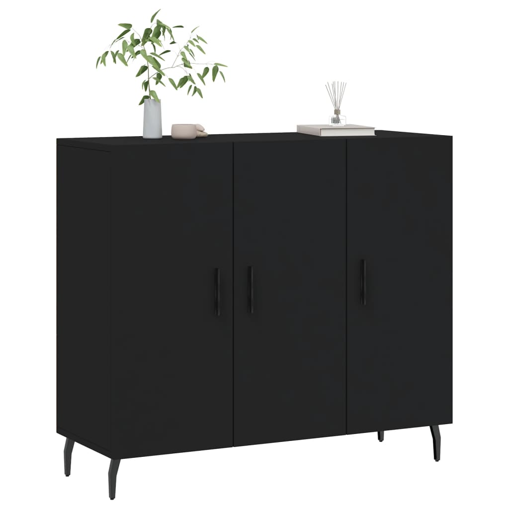 Credenza Nera 90x34x80 cm in Legno Multistrato 828125