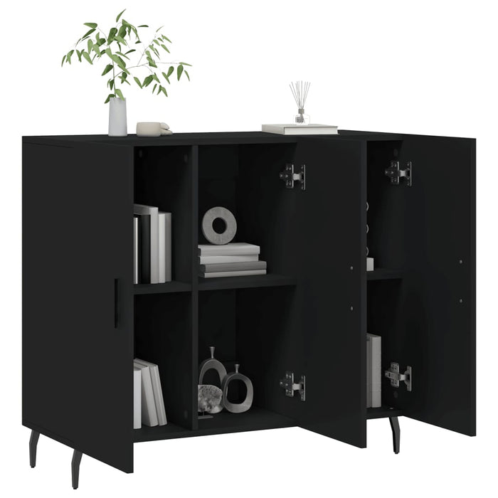 Credenza Nera 90x34x80 cm in Legno Multistrato 828125