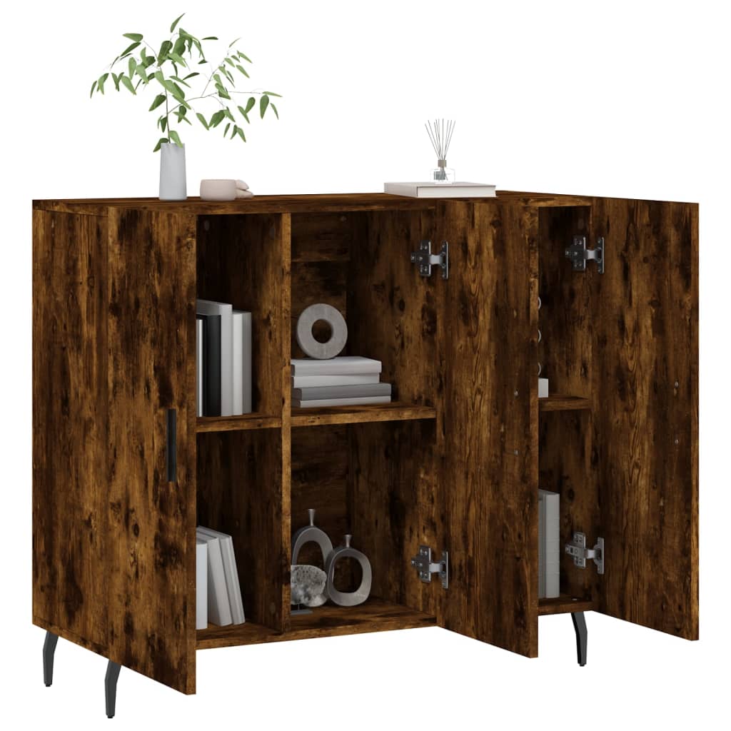 Credenza Rovere Fumo 90x34x80 cm in Legno Multistrato 828129