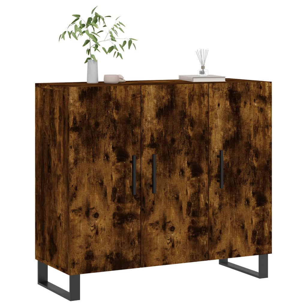 Credenza Rovere Fumo 90x34x80 cm in Legno Multistrato 828137