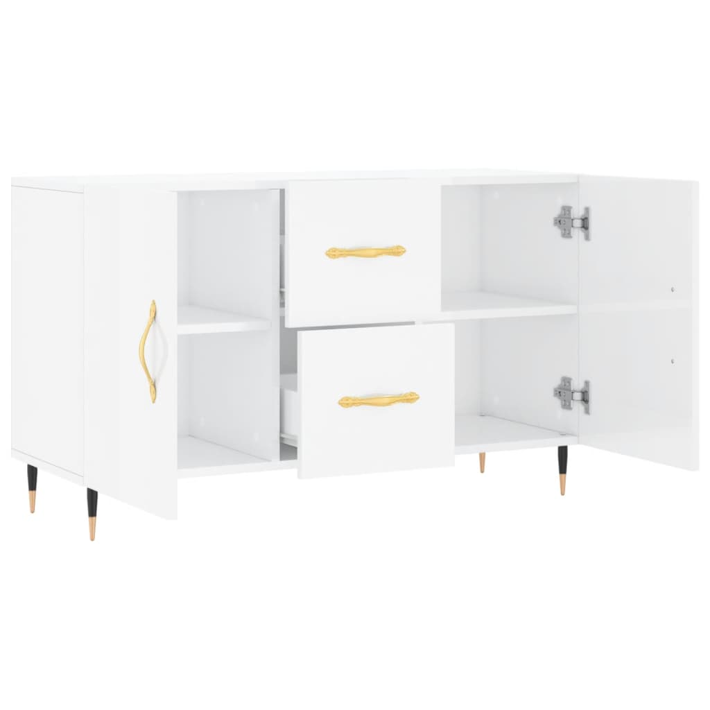 Credenza Bianco Lucido 100x36x60 cm in Legno Multistrato 828150