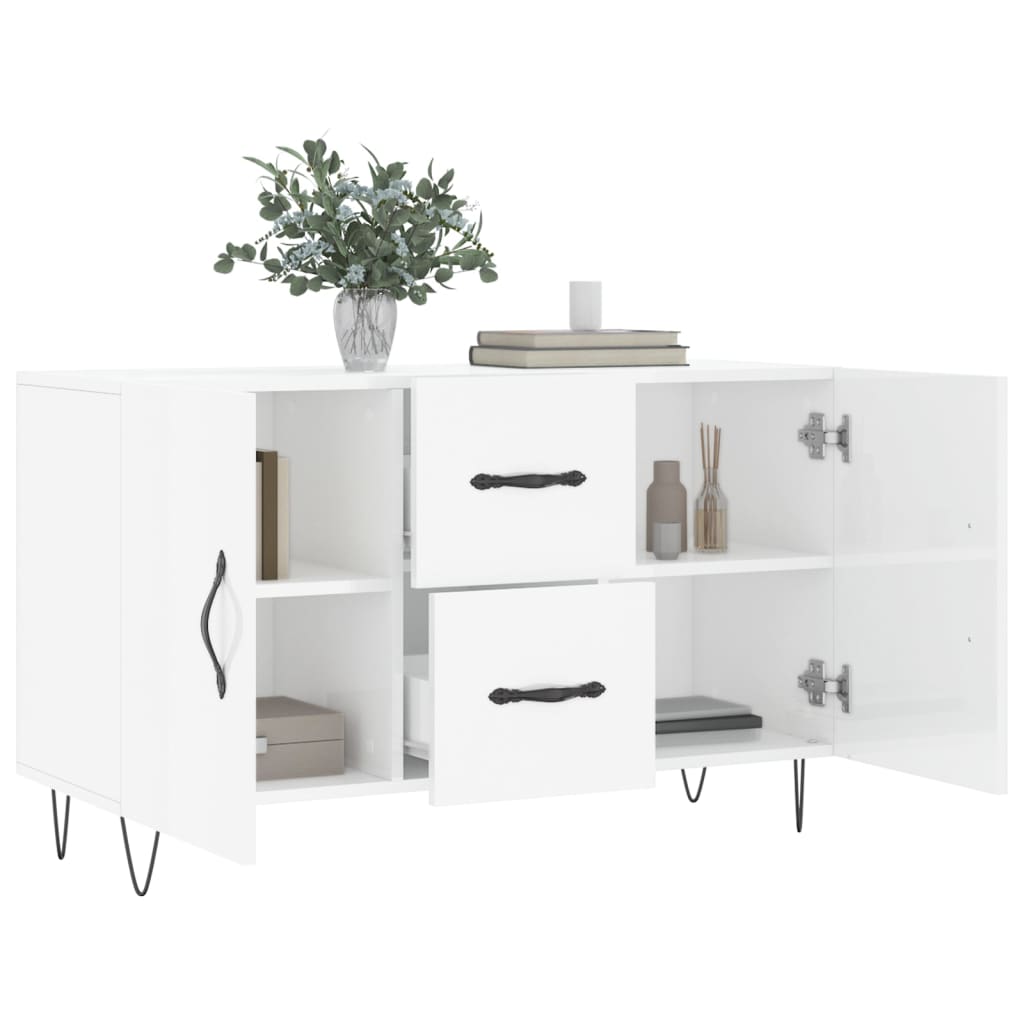 Credenza Bianco Lucido 100x36x60 cm in Legno Multistrato 828166