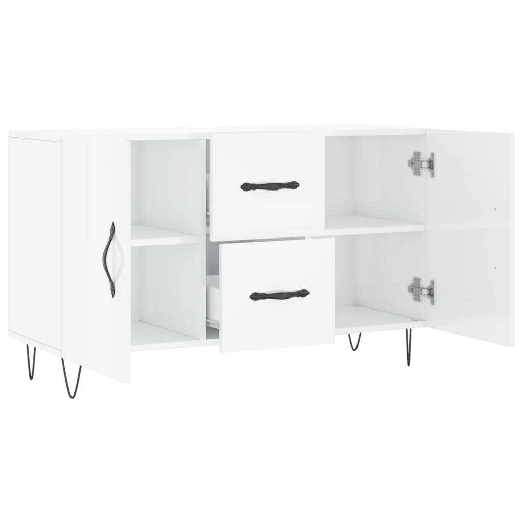 Credenza Bianco Lucido 100x36x60 cm in Legno Multistrato 828166