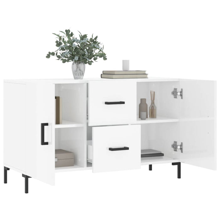 Credenza Bianco Lucido 100x36x60 cm in Legno Multistrato 828174