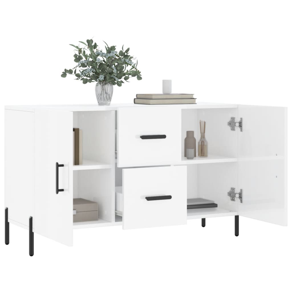 Credenza Bianco Lucido 100x36x60 cm in Legno Multistrato 828182