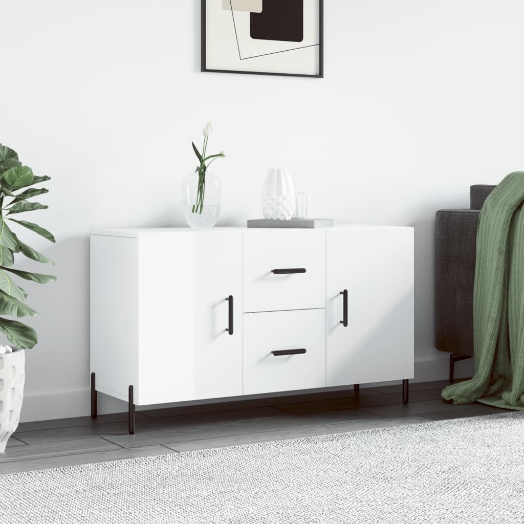 Credenza Bianco Lucido 100x36x60 cm in Legno Multistrato 828182