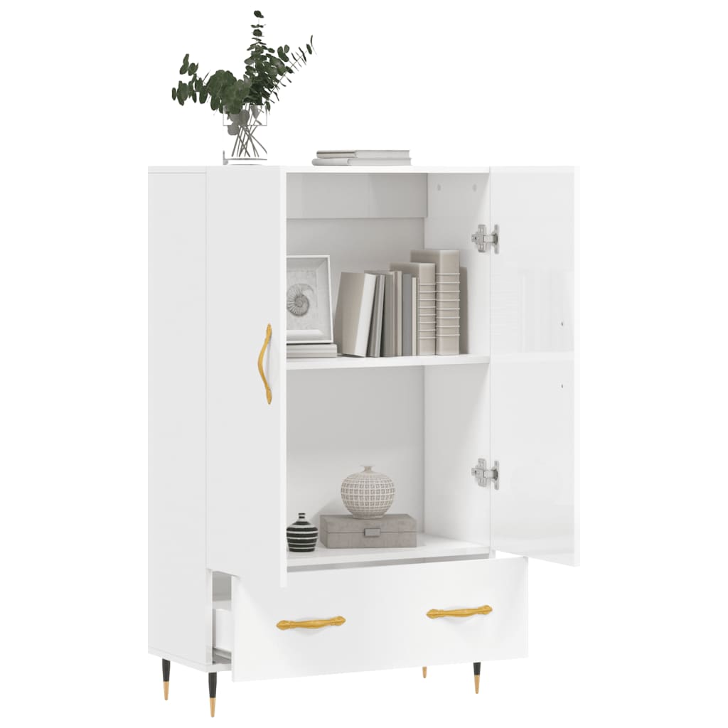 Credenza Bianco Lucido 69,5x31x115 cm in Legno Multistrato 828214