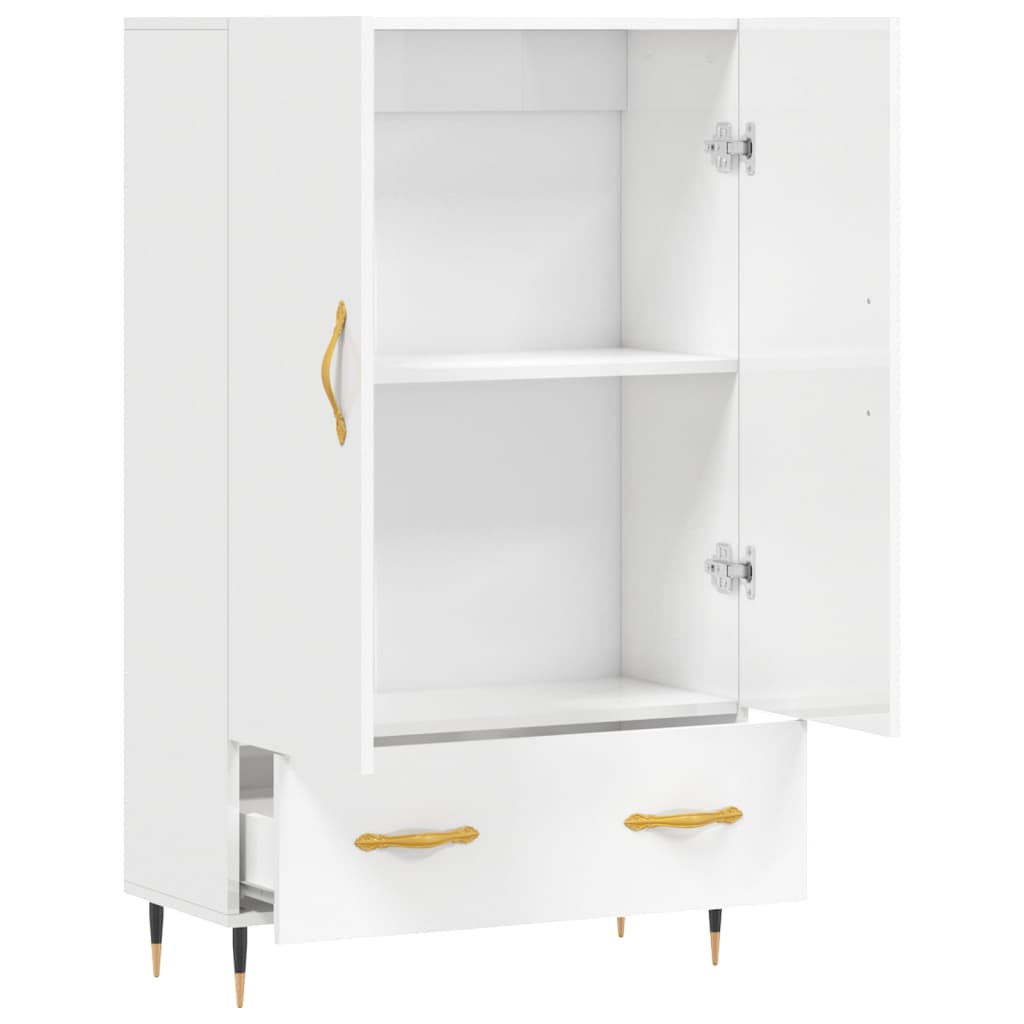 Credenza Bianco Lucido 69,5x31x115 cm in Legno Multistrato 828214