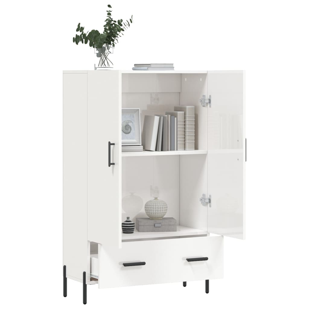 Credenza Bianco Lucido 69,5x31x115 cm in Legno Multistrato 828246