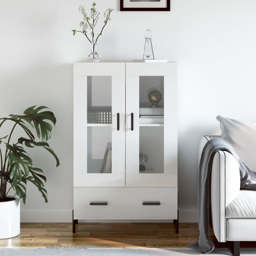 Credenza Bianco Lucido 69,5x31x115 cm in Legno Multistrato 828310