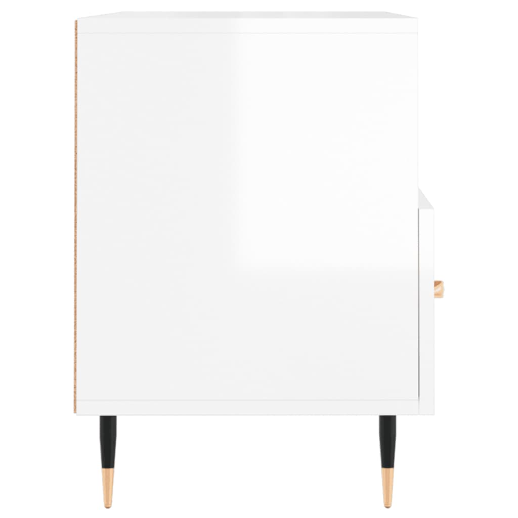 Mobile Porta TV Bianco Lucido 80x36x50 cm in Legno Multistrato 828950