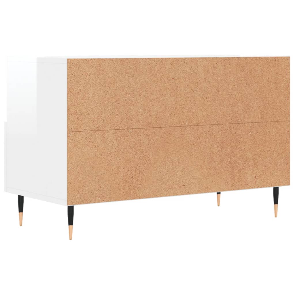 Mobile Porta TV Bianco Lucido 80x36x50 cm in Legno Multistrato 828950