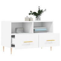 Mobile Porta TV Bianco 80x36x50 cm in Legno Multistrato 828956