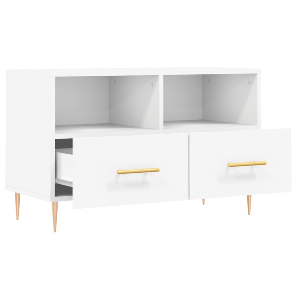 Mobile Porta TV Bianco 80x36x50 cm in Legno Multistrato 828956