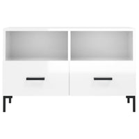 Mobile Porta TV Bianco Lucido 80x36x50 cm in Legno Multistrato 828974