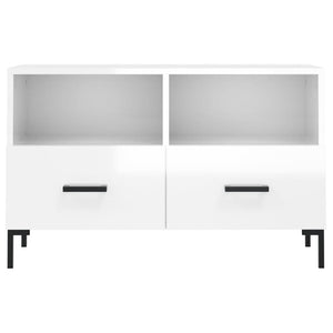 Mobile Porta TV Bianco Lucido 80x36x50 cm in Legno Multistrato 828974